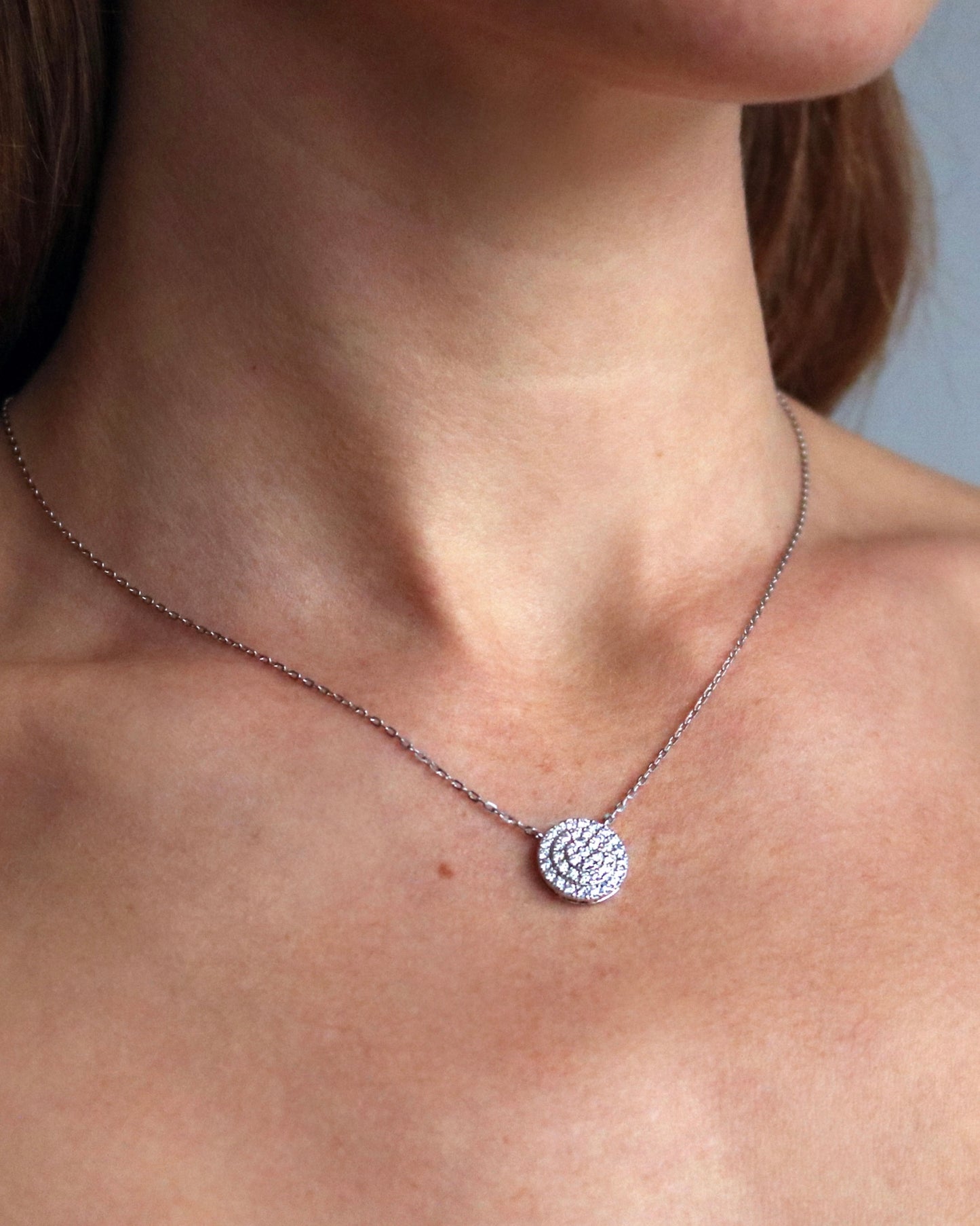 Circle Pendant Diamond Necklace