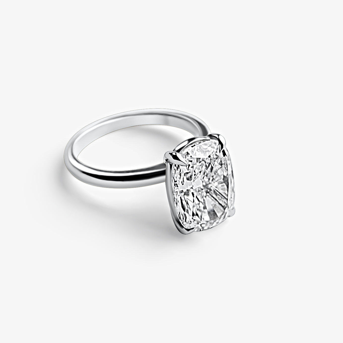 Elongated Cushion Solitaire Engagement Ring