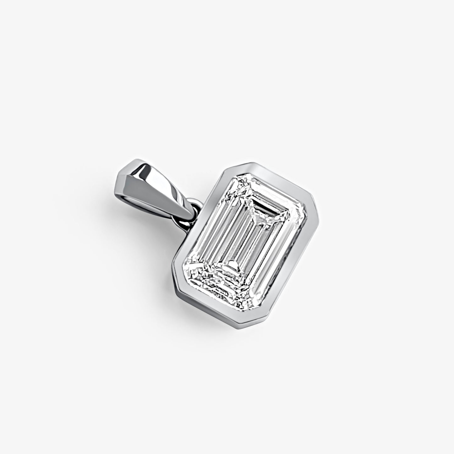 Emerald East-West Bezel Solitaire Pendant