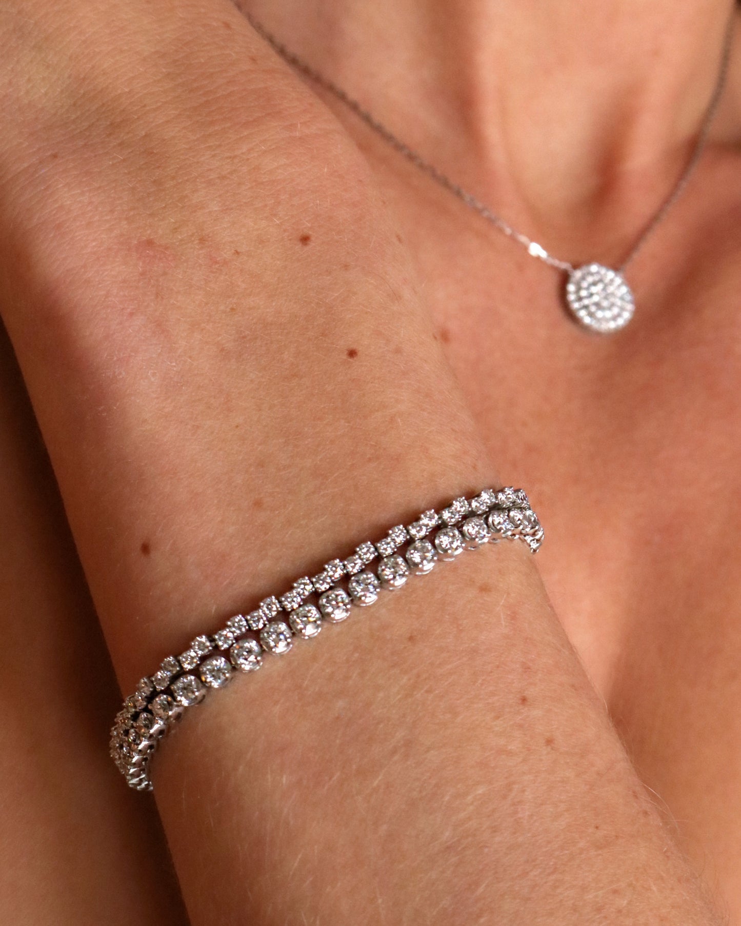 Four Prong Half Bezel Diamond Tennis Bracelet