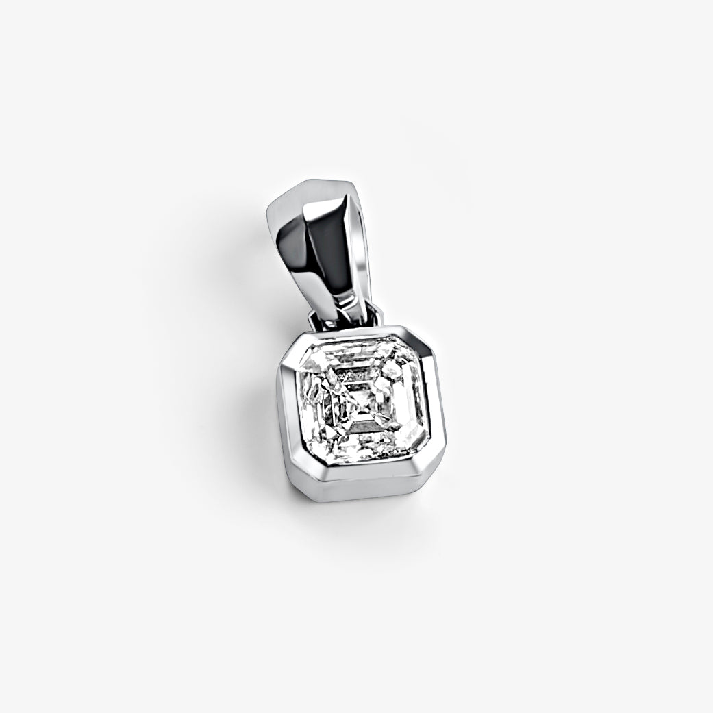 Bezel Asscher Cut Solitaire Pendant