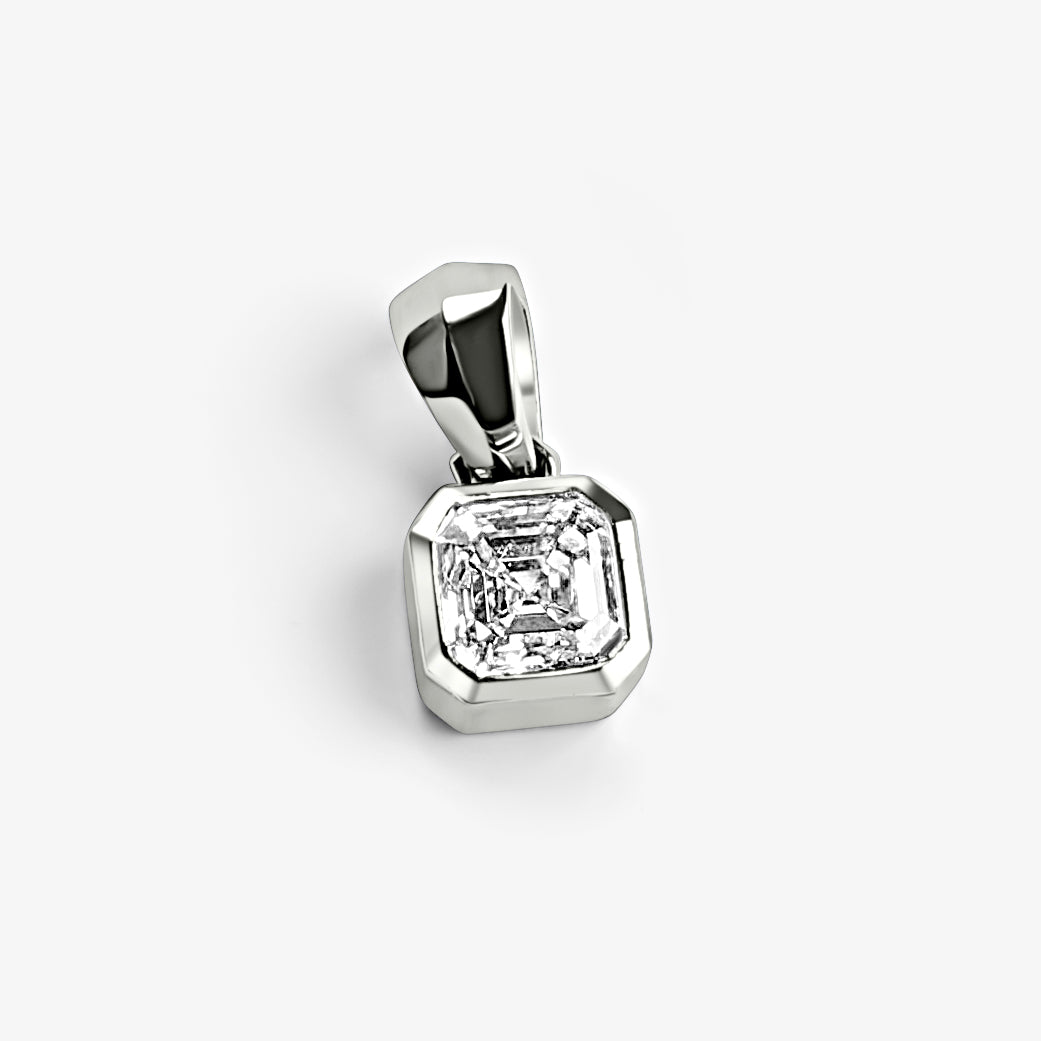 Bezel Asscher Cut Solitaire Pendant