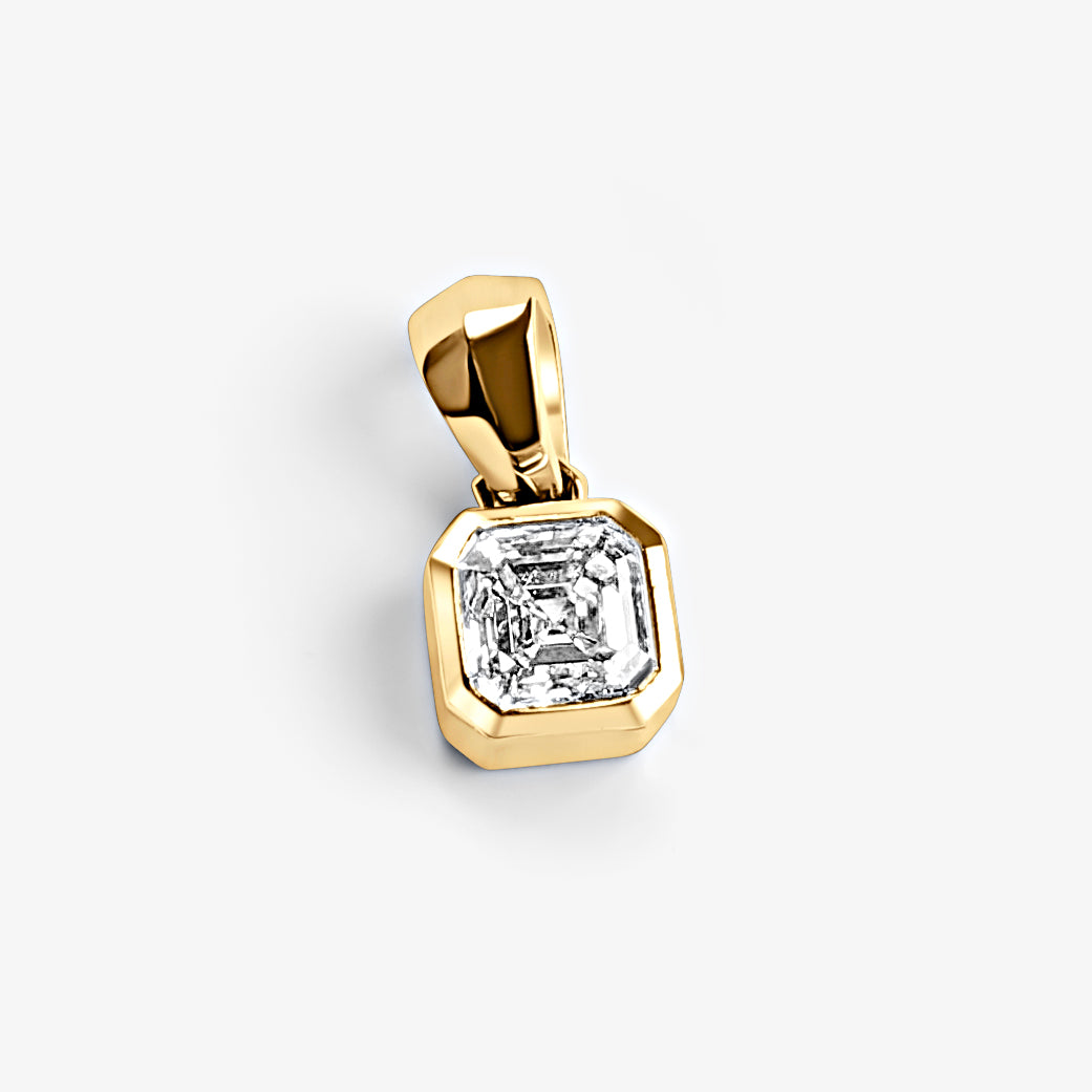 Bezel Asscher Cut Solitaire Pendant