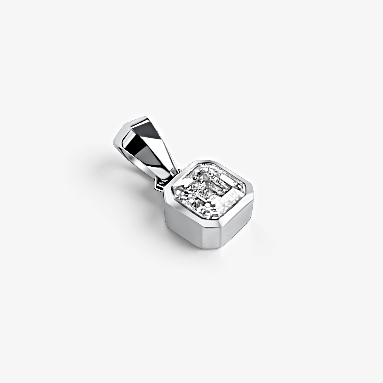 Bezel Asscher Cut Solitaire Pendant