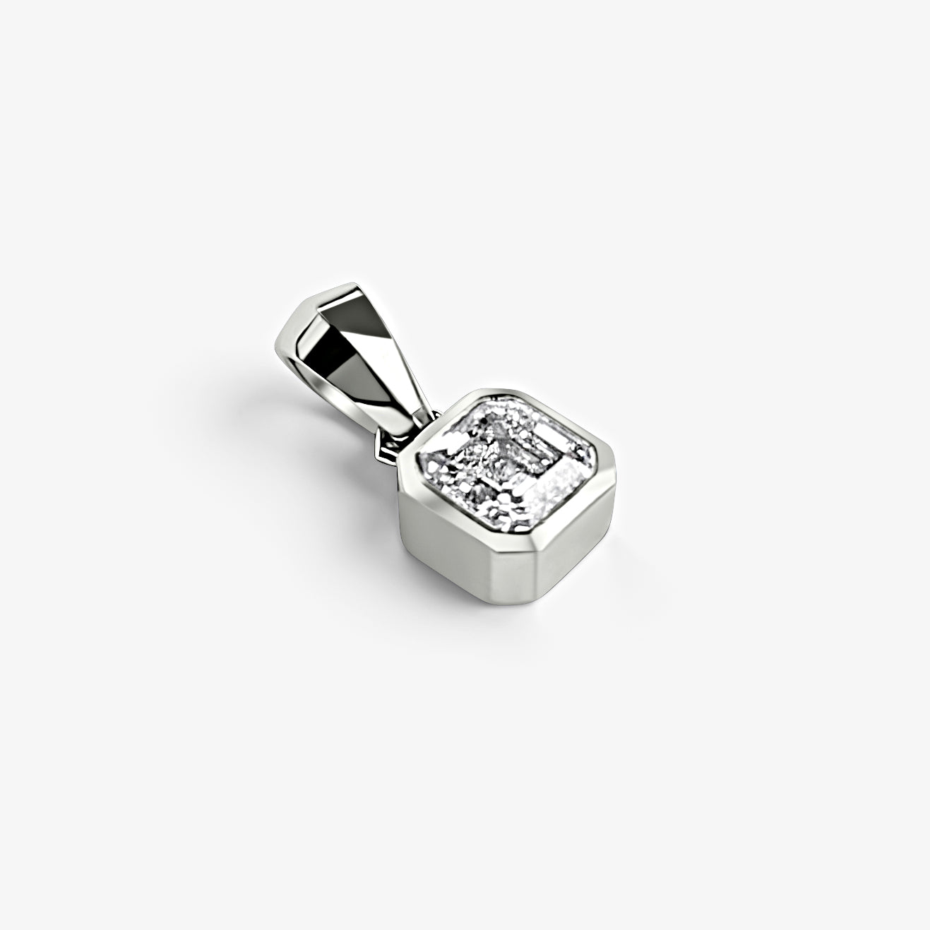 Bezel Asscher Cut Solitaire Pendant