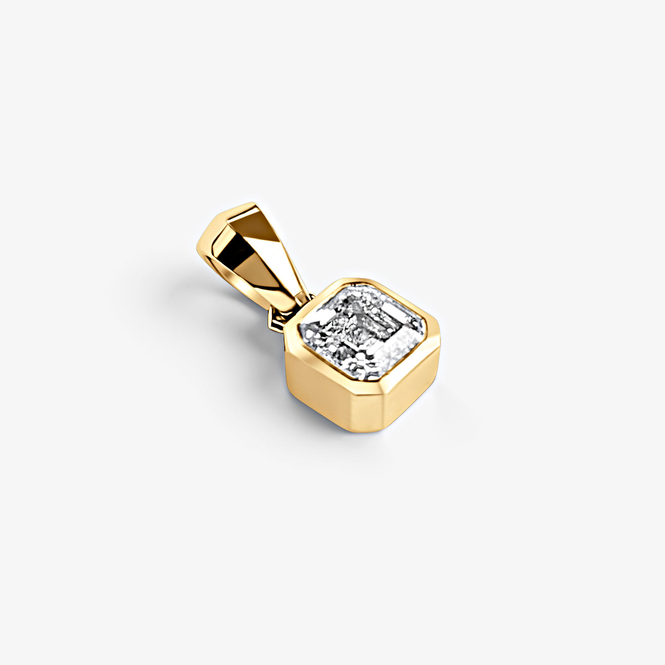 Bezel Asscher Cut Solitaire Pendant