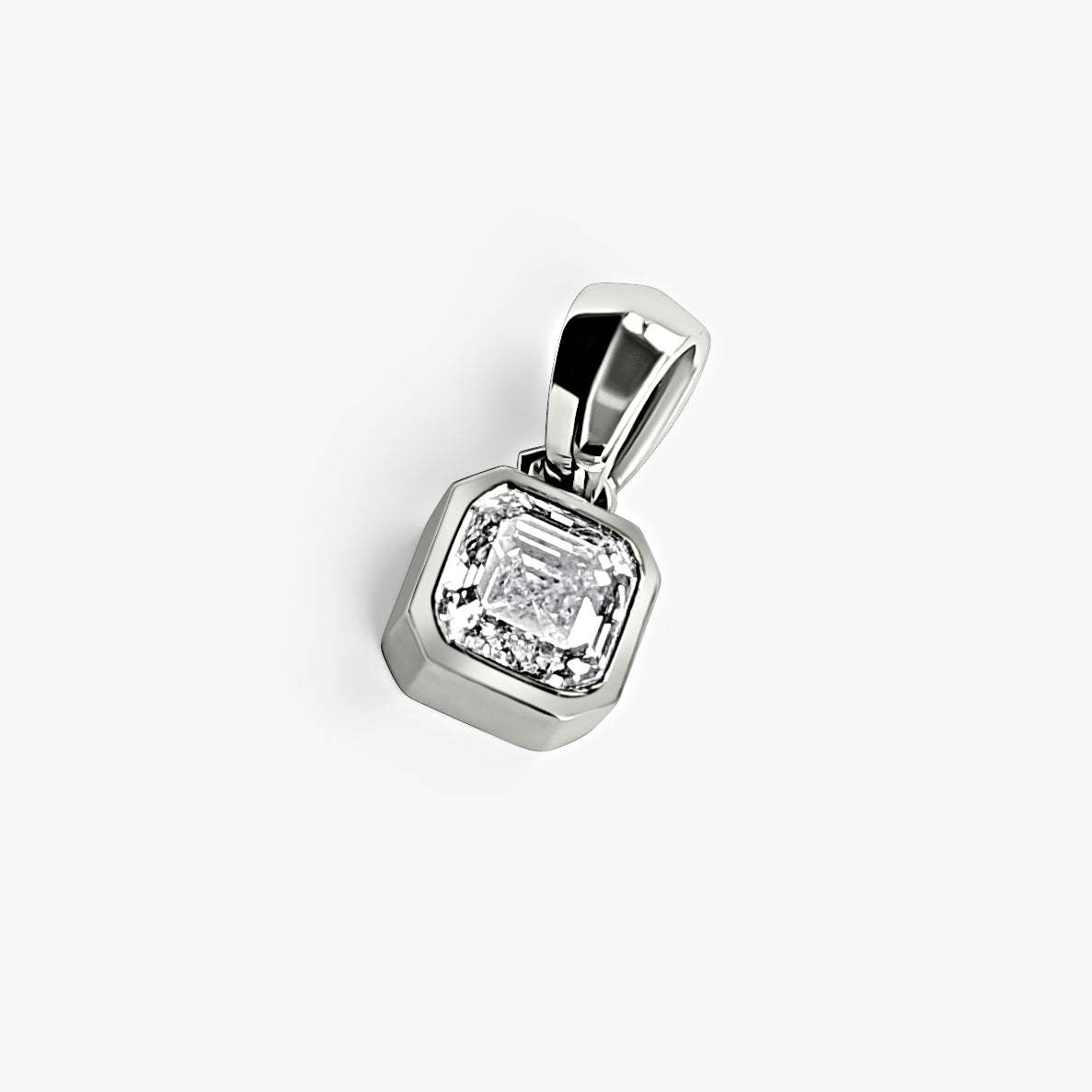 Bezel Asscher Cut Solitaire Pendant