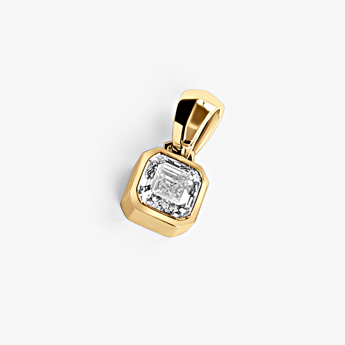 Bezel Asscher Cut Solitaire Pendant