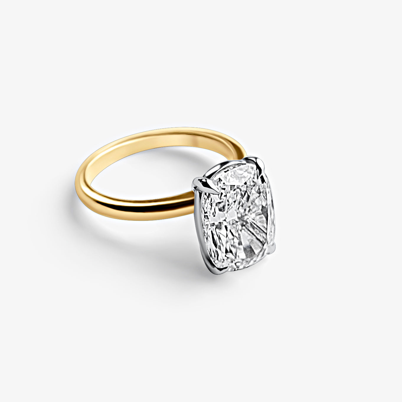 Elongated Cushion Solitaire Engagement Ring