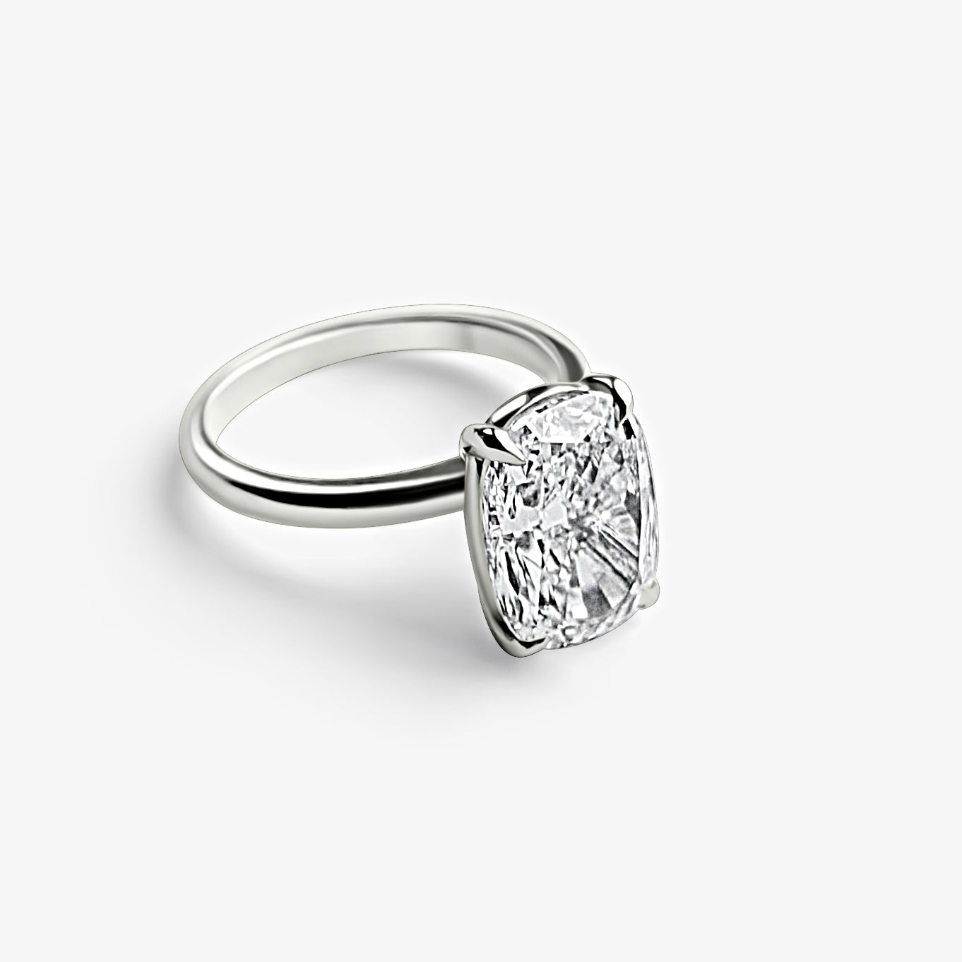 Elongated Cushion Solitaire Engagement Ring
