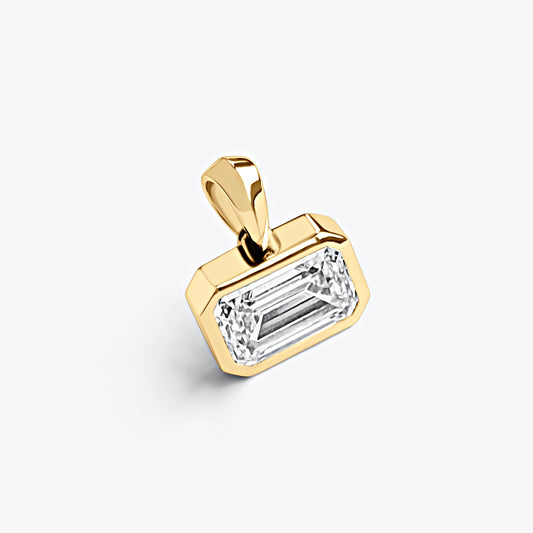 Emerald East-West Bezel Solitaire Pendant
