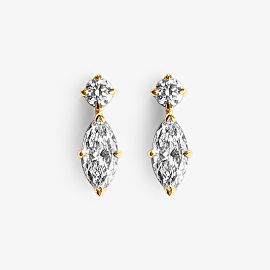 Round & Marquise Drop Earrings